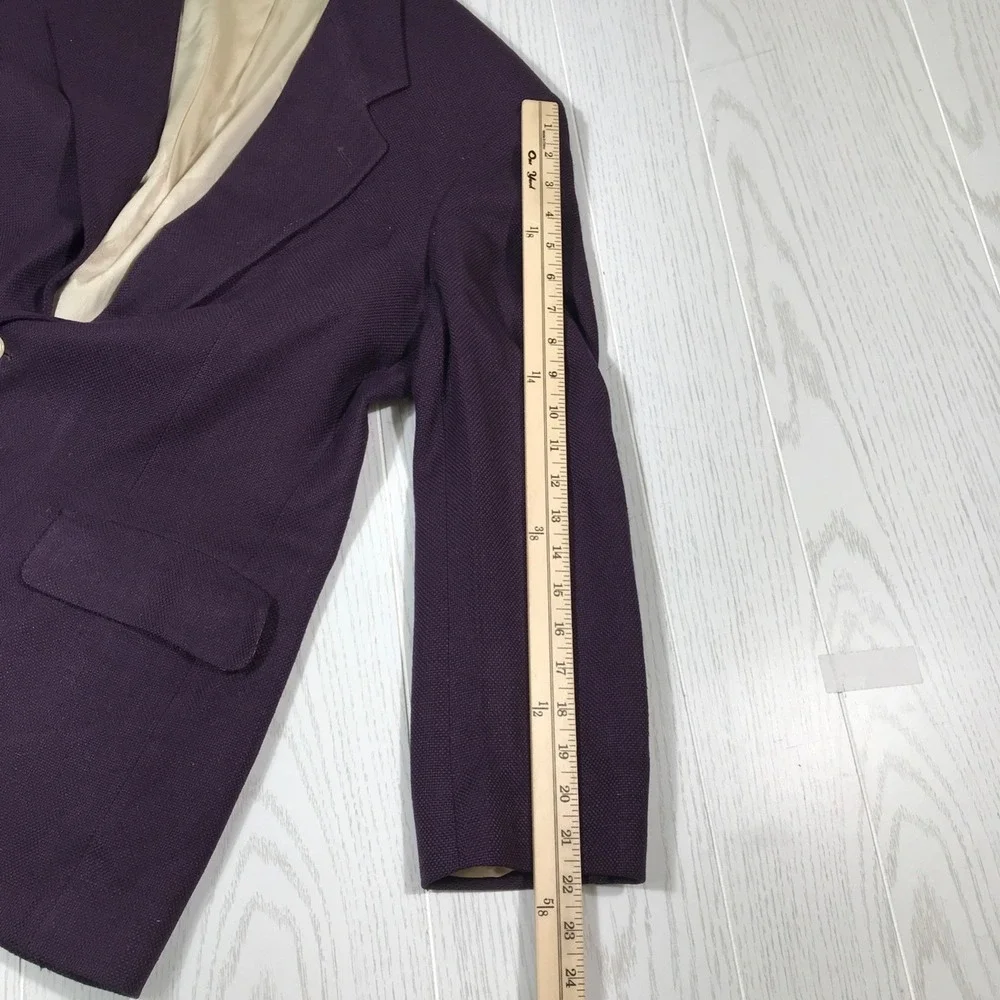 Vintage Bill Blass Silk Blazer Mens 44 Purple 2 Button Pockets Academia 80s